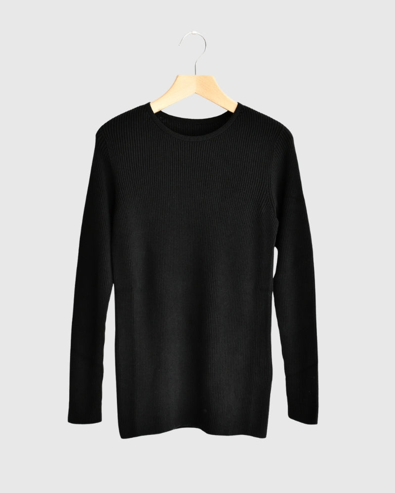 JAPAN WHOLEGARMENT リブニットプルオーバー Black