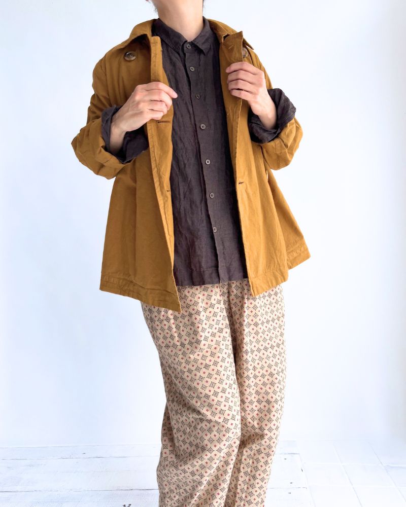 ダブルボタンショートコート Brown