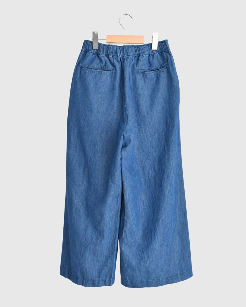 COTTON/LINEN DENIM EASY WIDE PANTS Blue