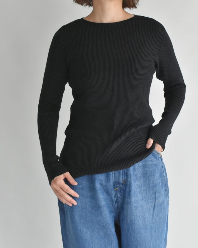 JAPAN WHOLEGARMENT リブニットプルオーバー Black