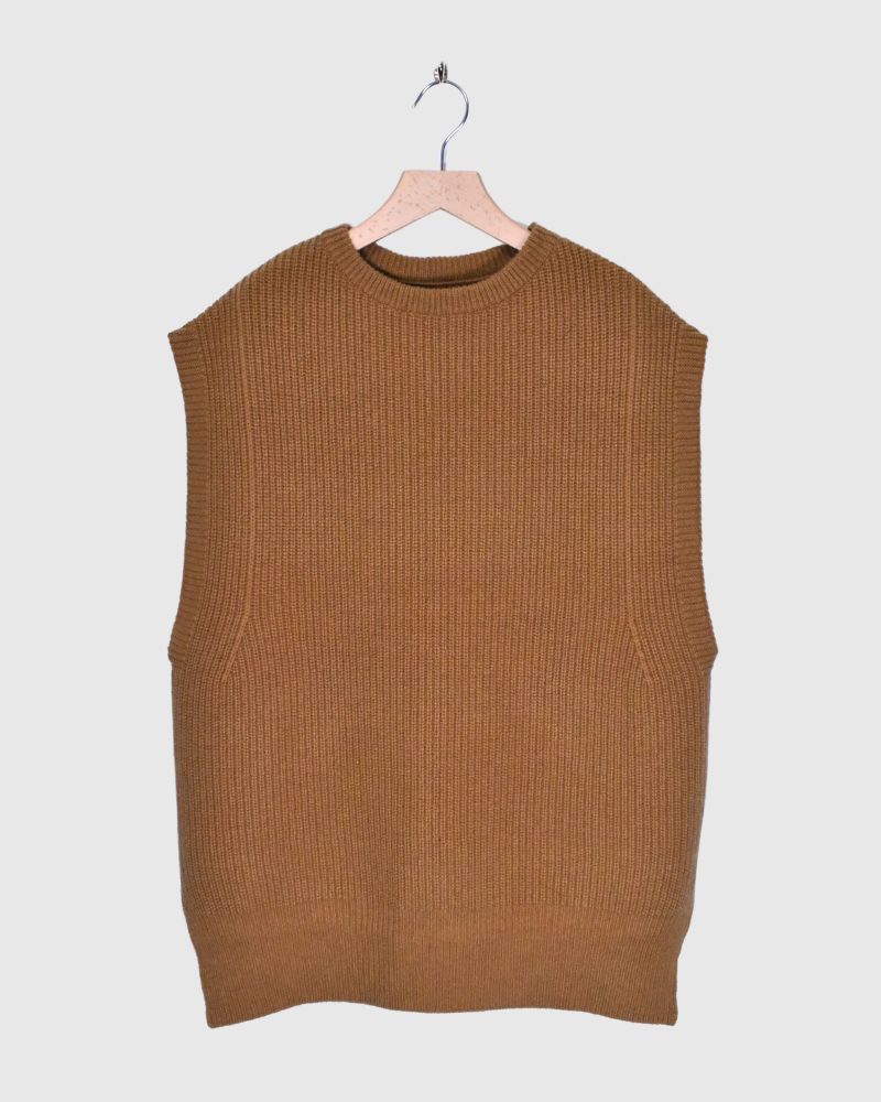 JAPAN RIDGE KNITTING VEST Camel