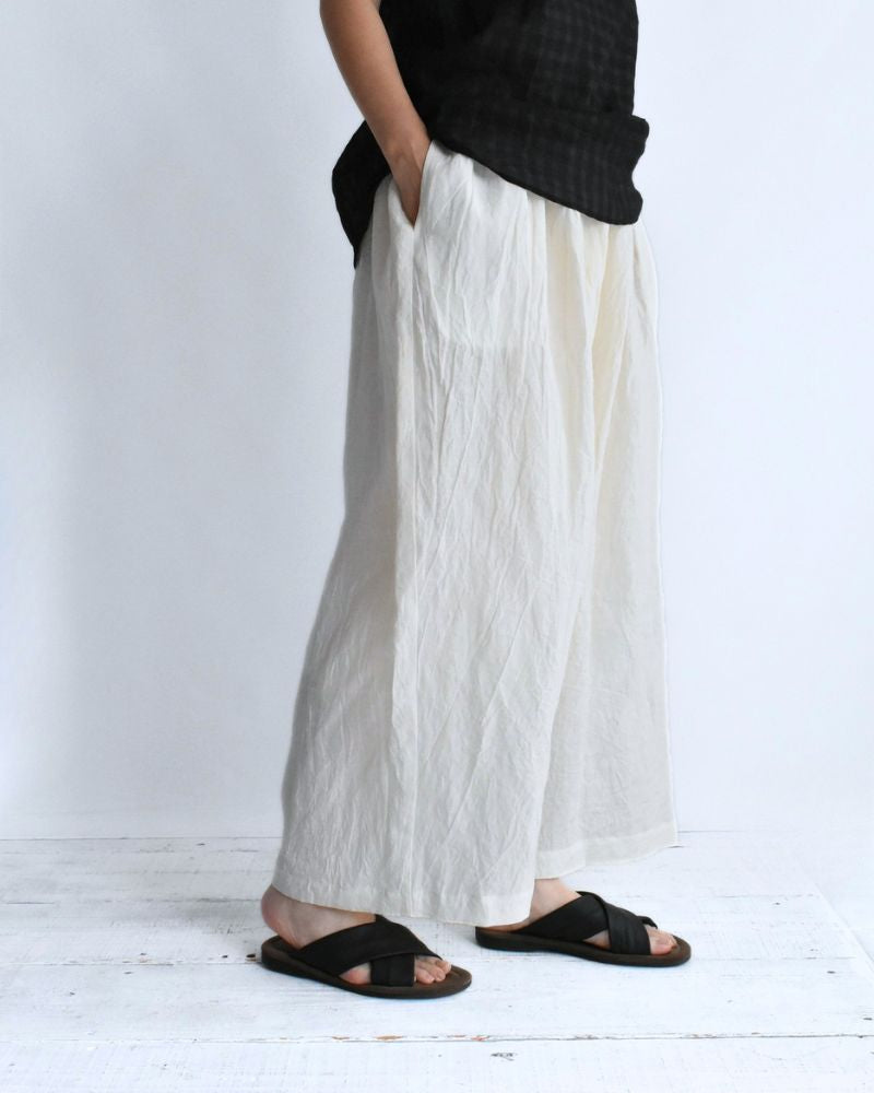 ワイドコクーン ギャザーパンツ（LINEN） OffWhite