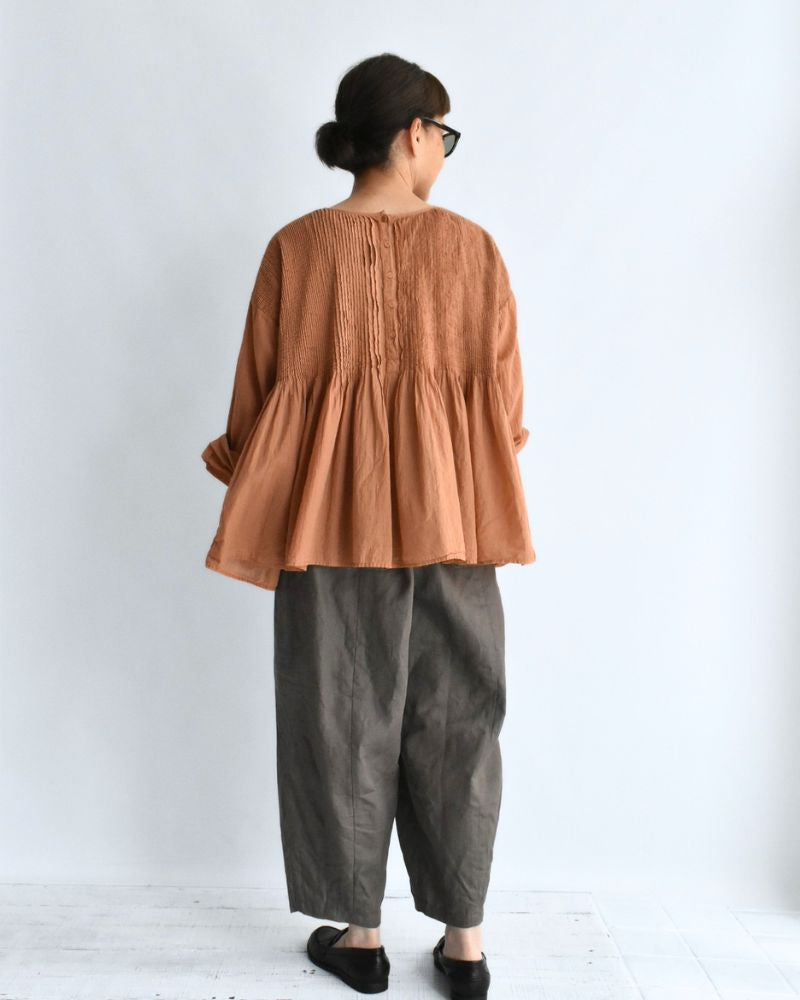 CREW-NECK 3/4 SL SHIRT WITH MINI PINTUCK DarkOrange