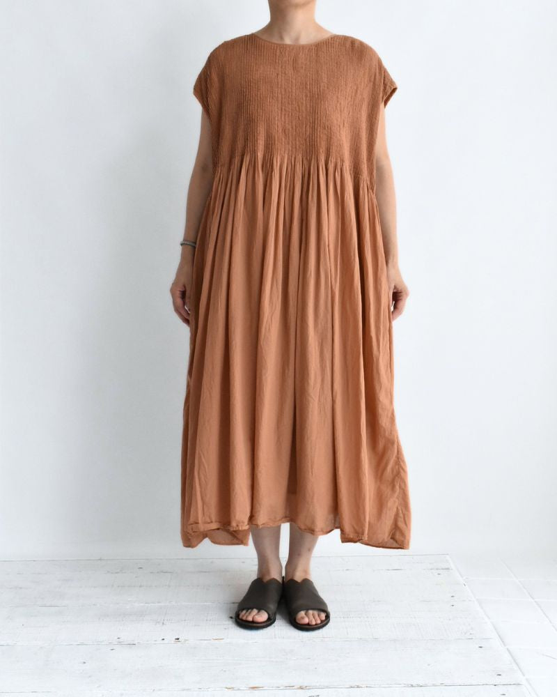 CREW-NECK F/SL DRESS WITH PINTUCK DarkOrange