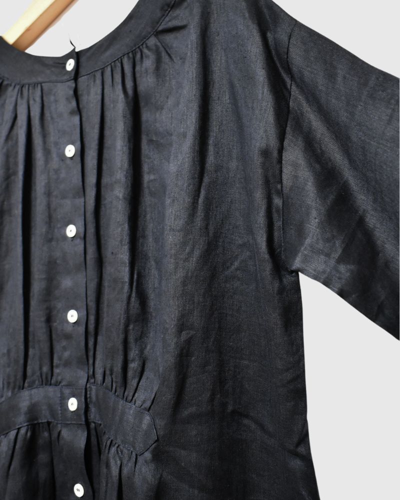 【sale】リネンダブルフェイスワンピース Black