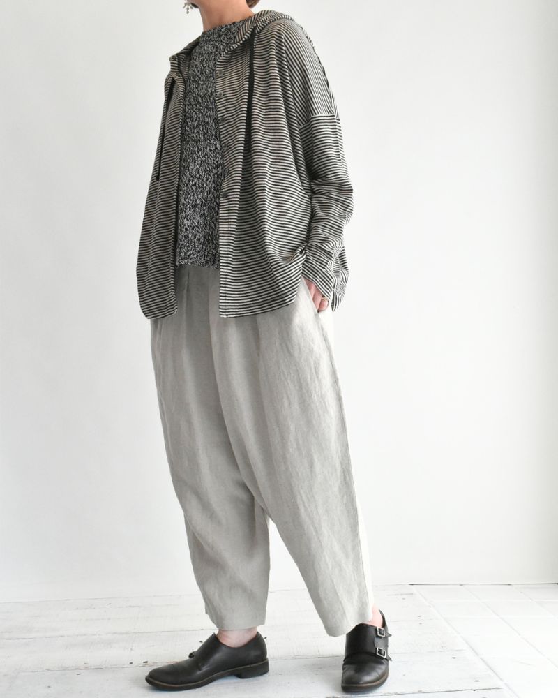 フードカーディガン（LINEN） Natural/Black