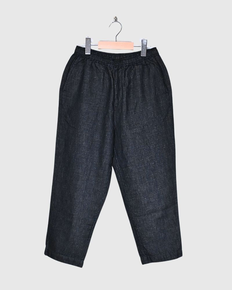 WASHED COTTON/LINEN EASY TAPERED PANTS Navy