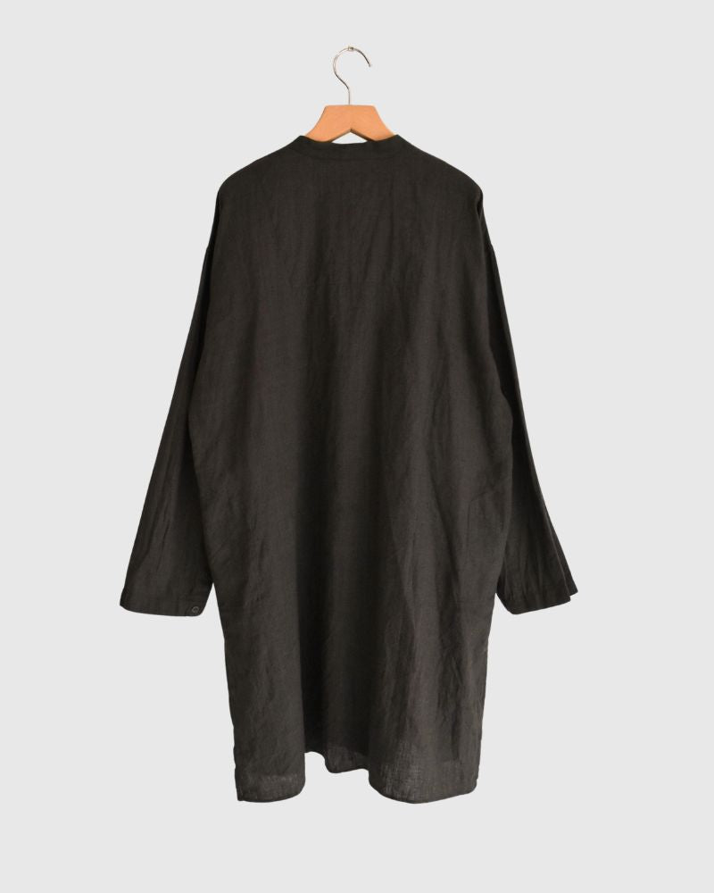 ハンドスパン コットンリネン カミーズチュニック DarkBrown