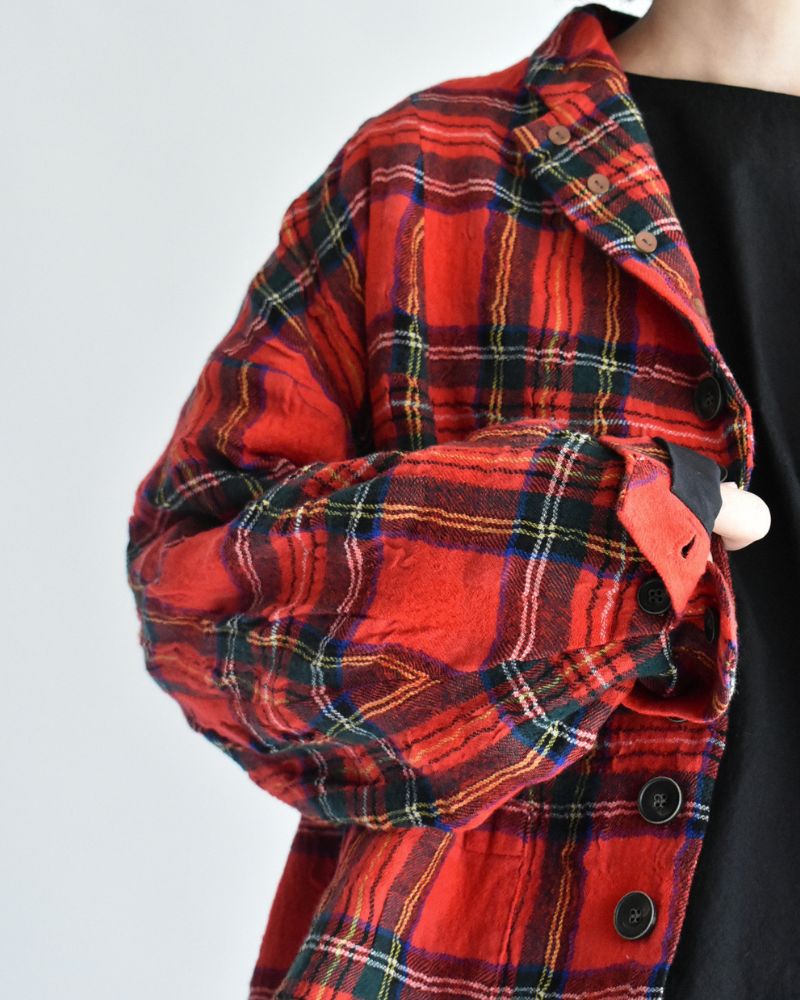 コットンウール タータンチェックジャケット Red