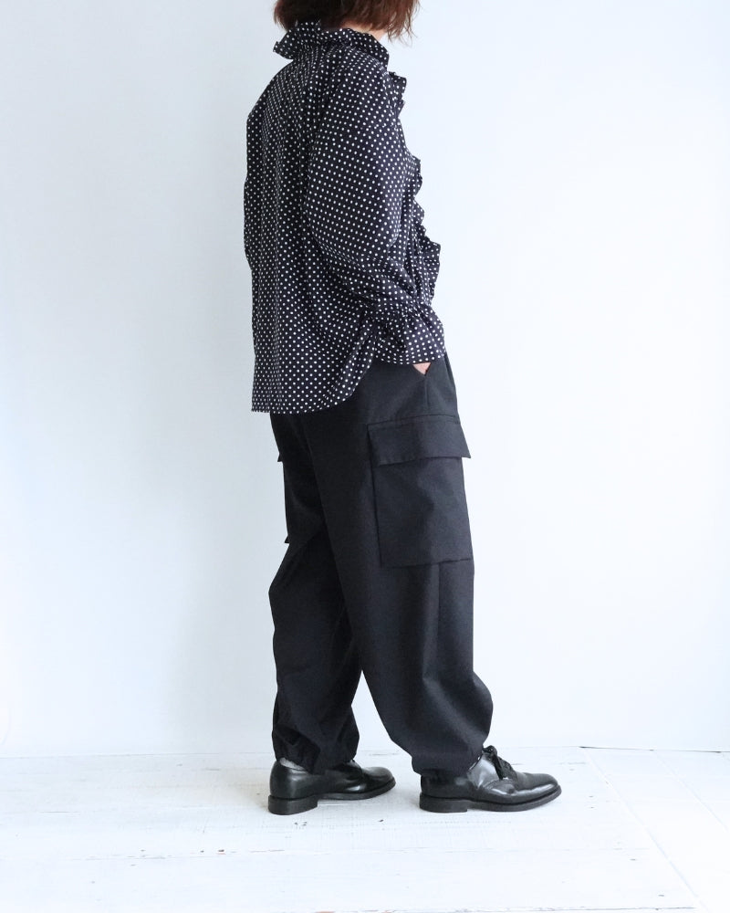 ドットフリルブラウス Navy