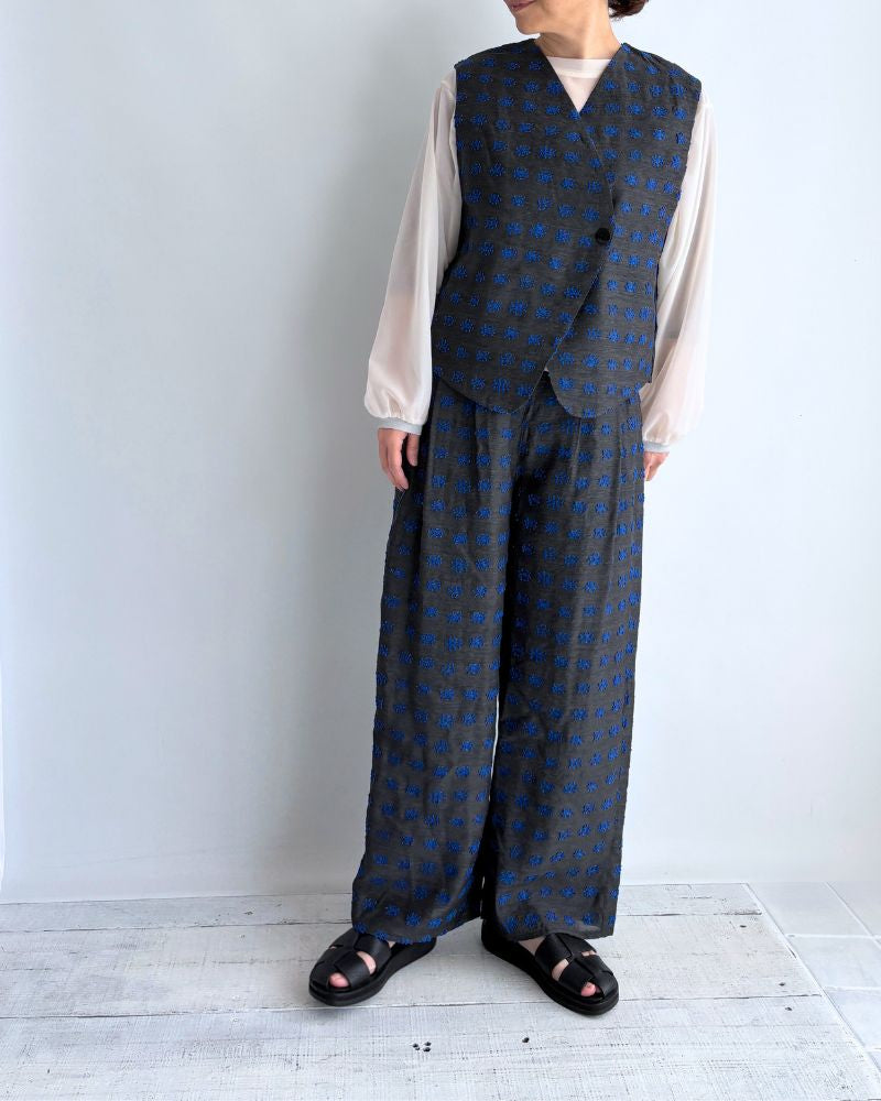 ジャガード ワイドパンツ Charcoal