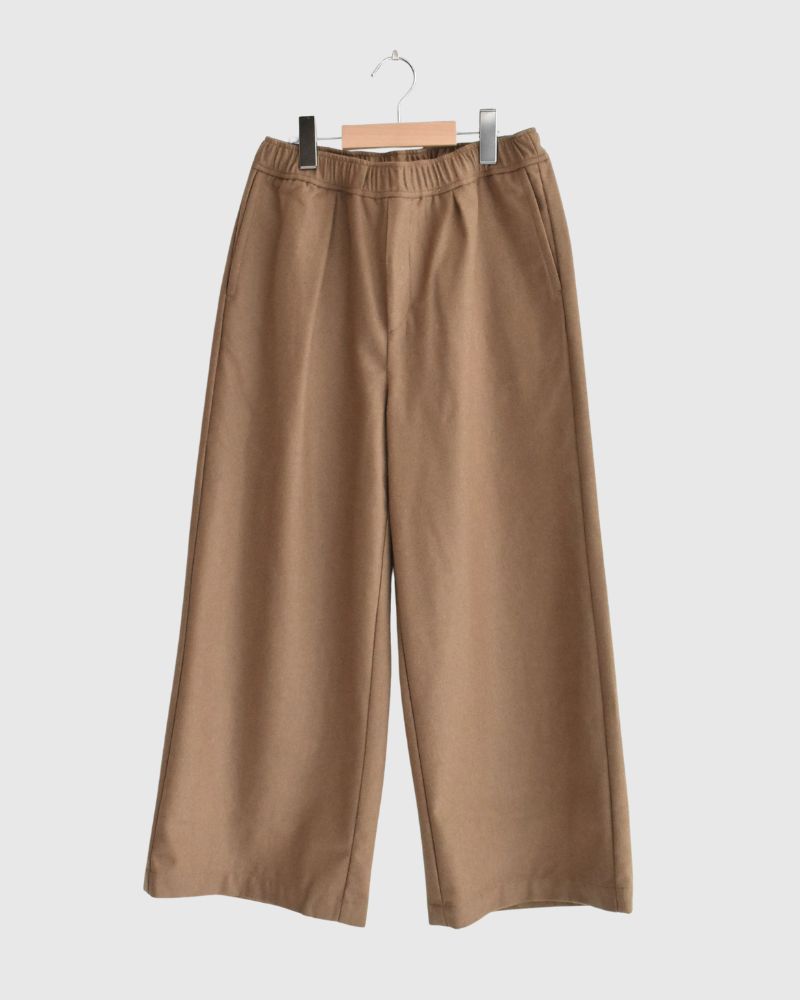 WOOL FLANNEL EASY WIDE PANTS Camel