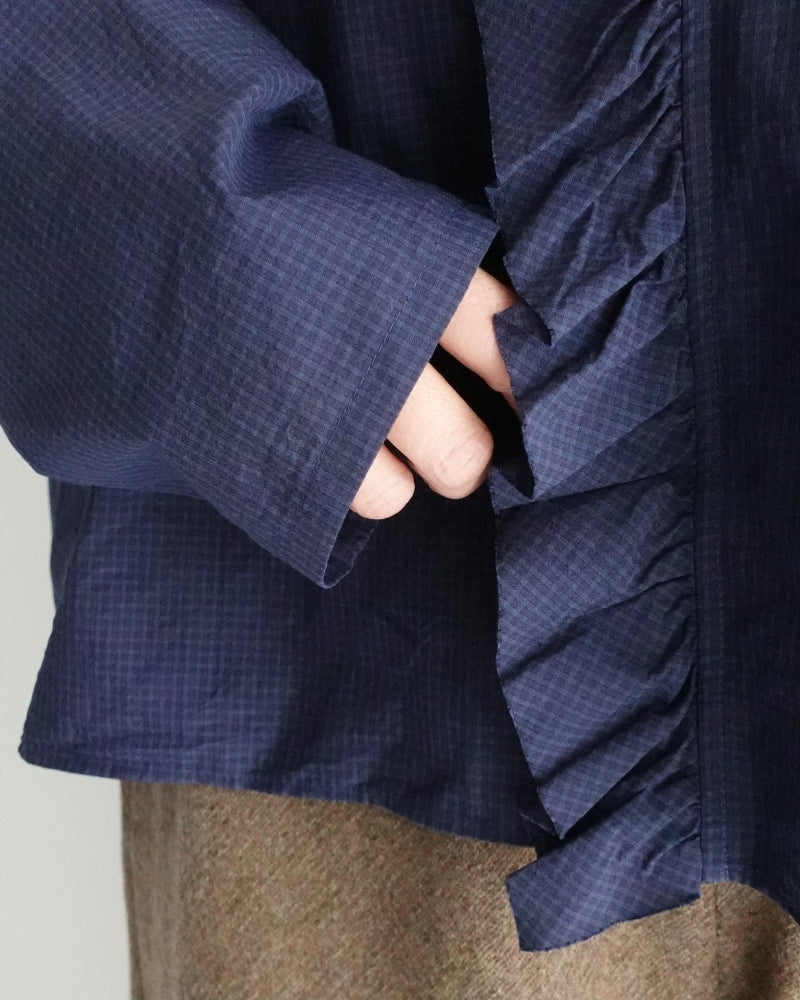 カラー＆フロントフリルブラウス Navy