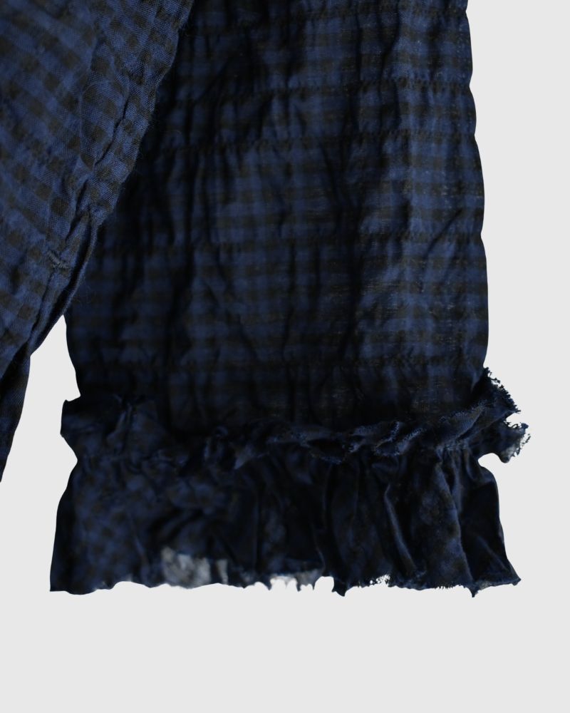 チェックネックフリル ボックスプルオーバー NavyCheck