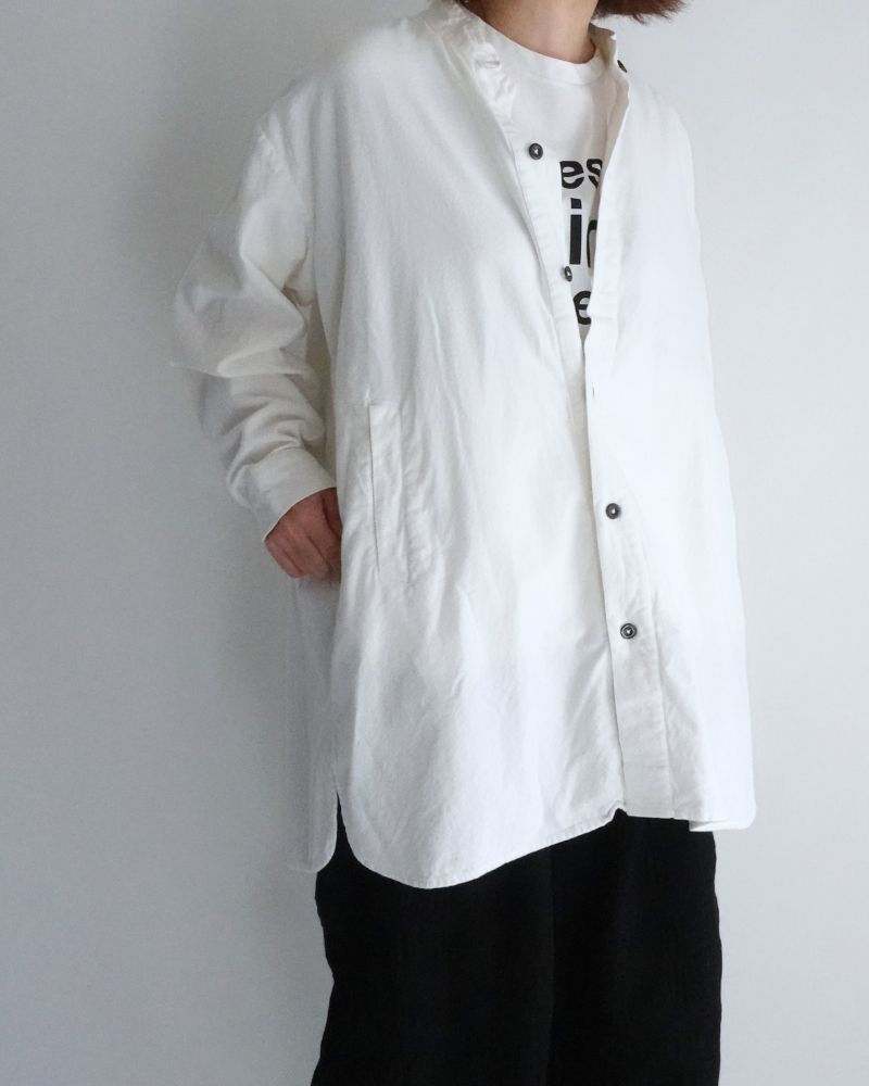 STAND COLLAR SHIRT White