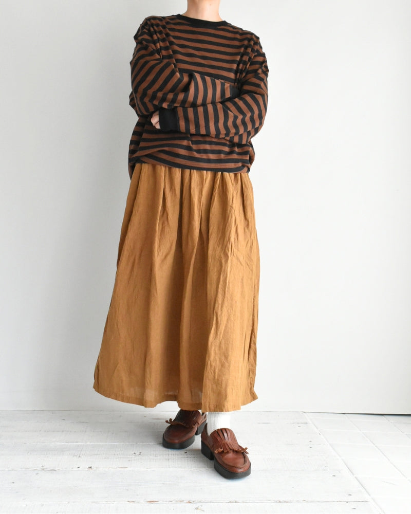 タック コクーンTシャツ Brown/Black Border
