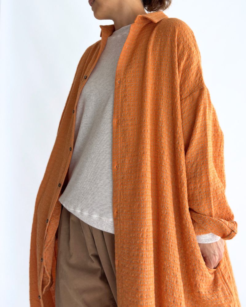 ウールコットン ギンガムドレス Orange/Mocha