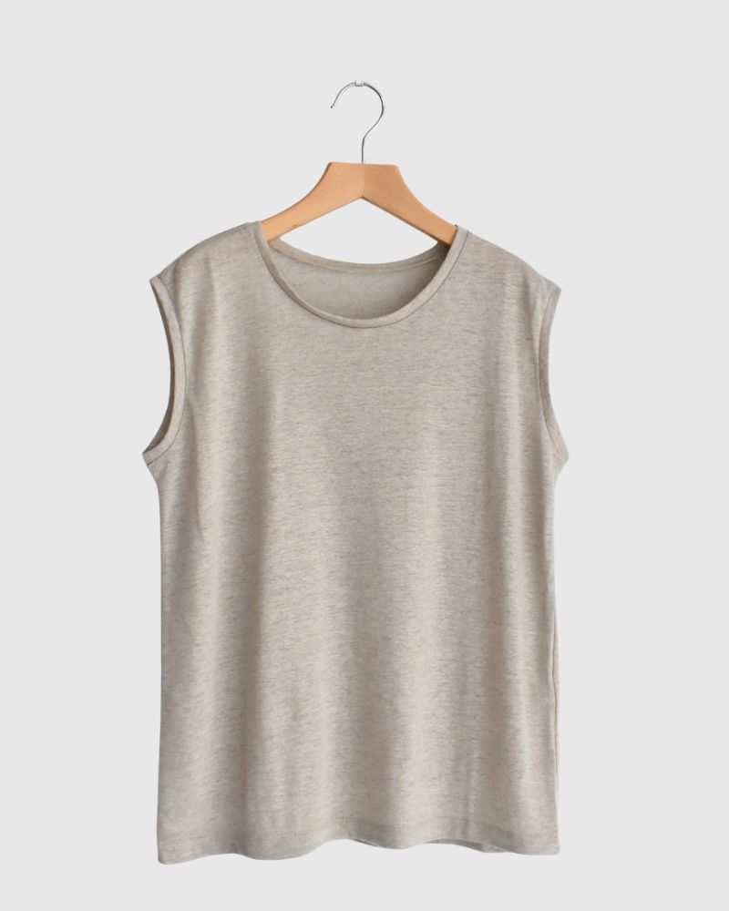 クルーネック ノースリーブTシャツ Natural
