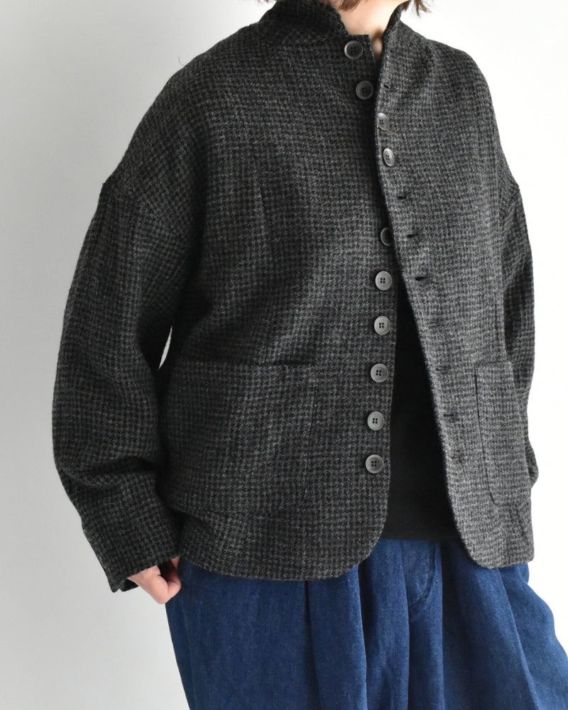 ウールガーゼ ハウンドトゥース ジャケット Charcoal