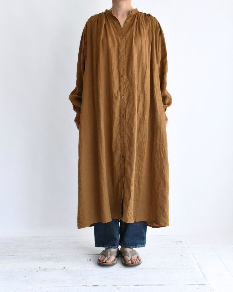 フレンチリネン ドレス Camel