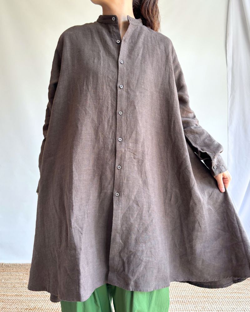 リネンキャンバス ロングシャツ Charcoal