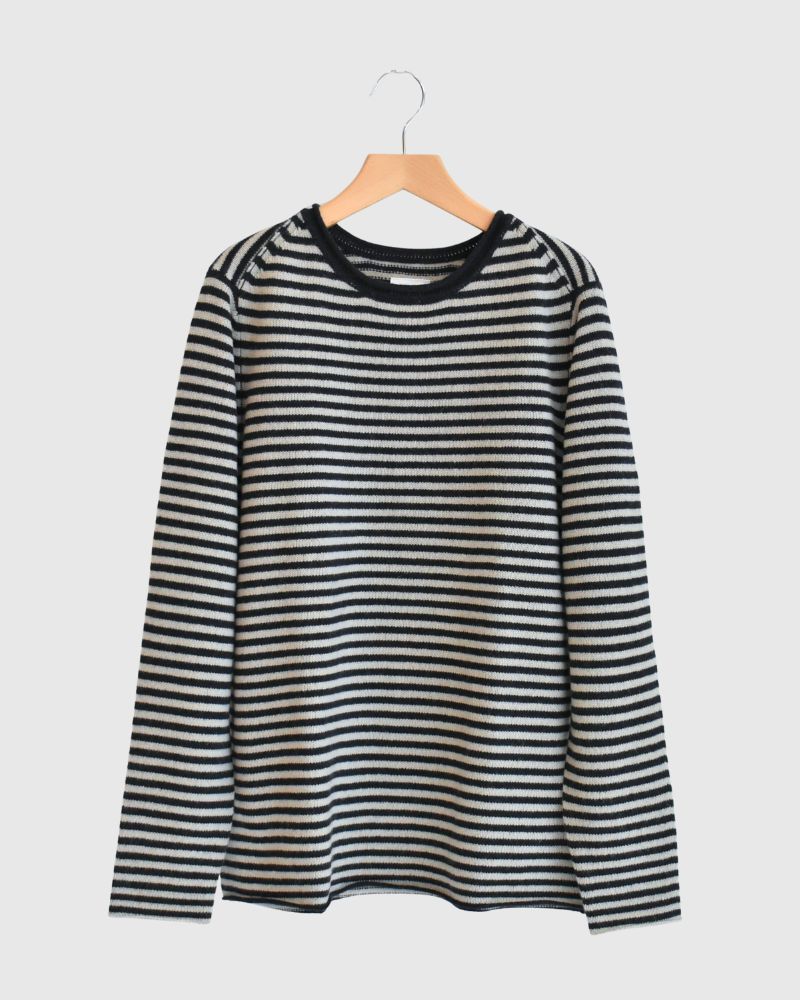 ボーダーニットプルオーバー Pebblegray/Navy