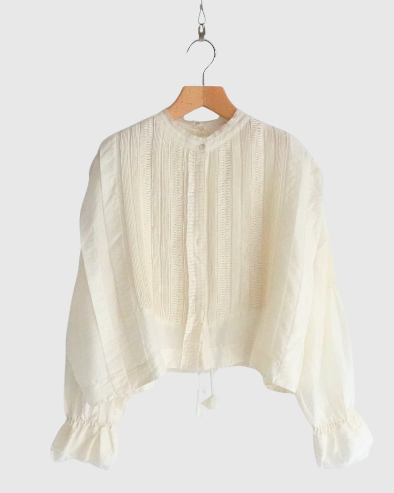 エアリーピンタックレースブラウス RS001 OffWhite｜ROBE de PEAU｜miel