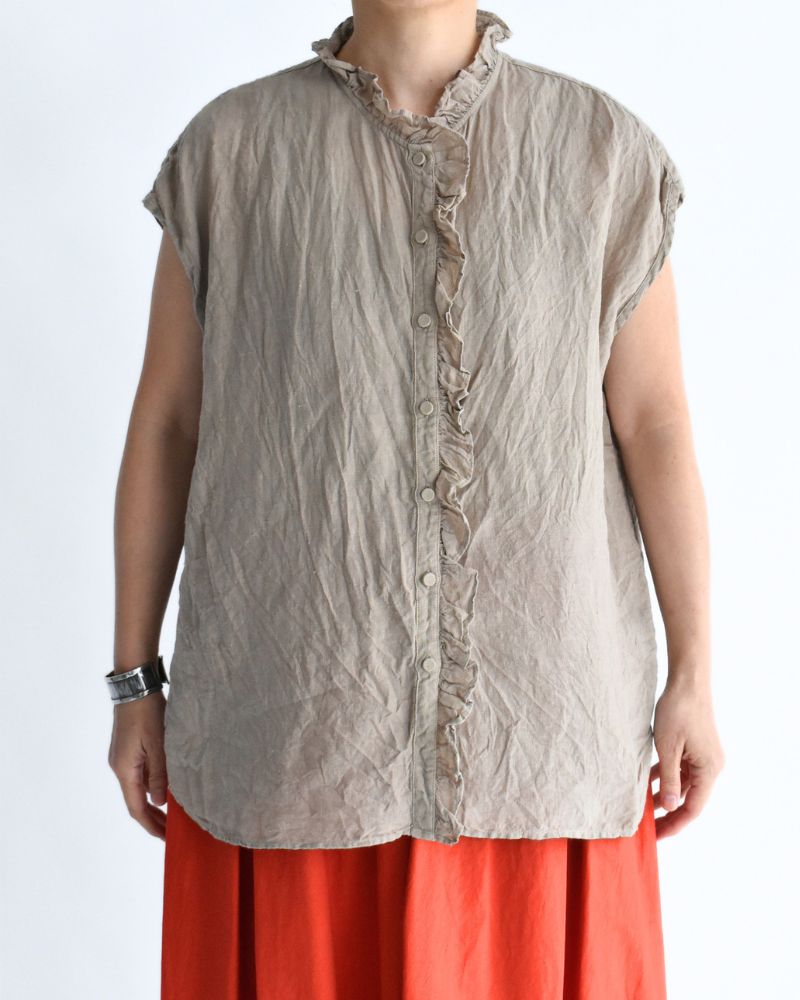 FRENCH/SL FRILL COLLAR SHIRTS AshBeige