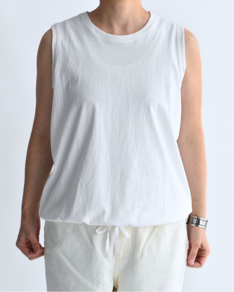 ノースリーブ ドロストTシャツ White
