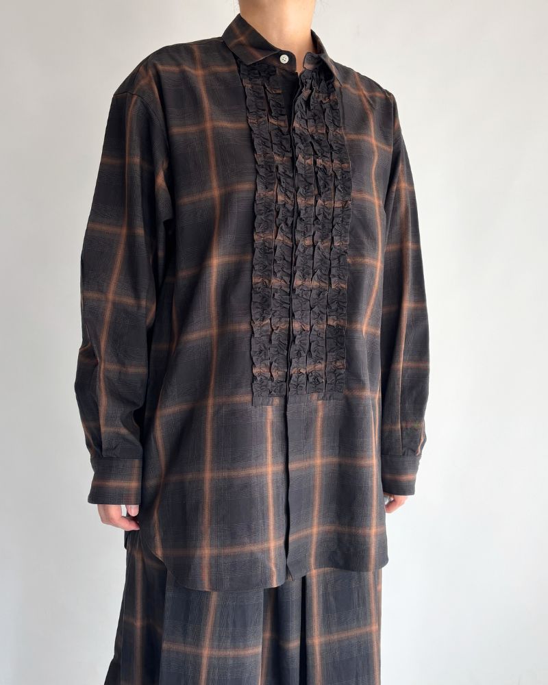 DORIS-W フリルブラウス BrownCheck