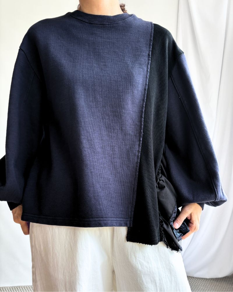 アシンメトリーフリルスウェット Navy