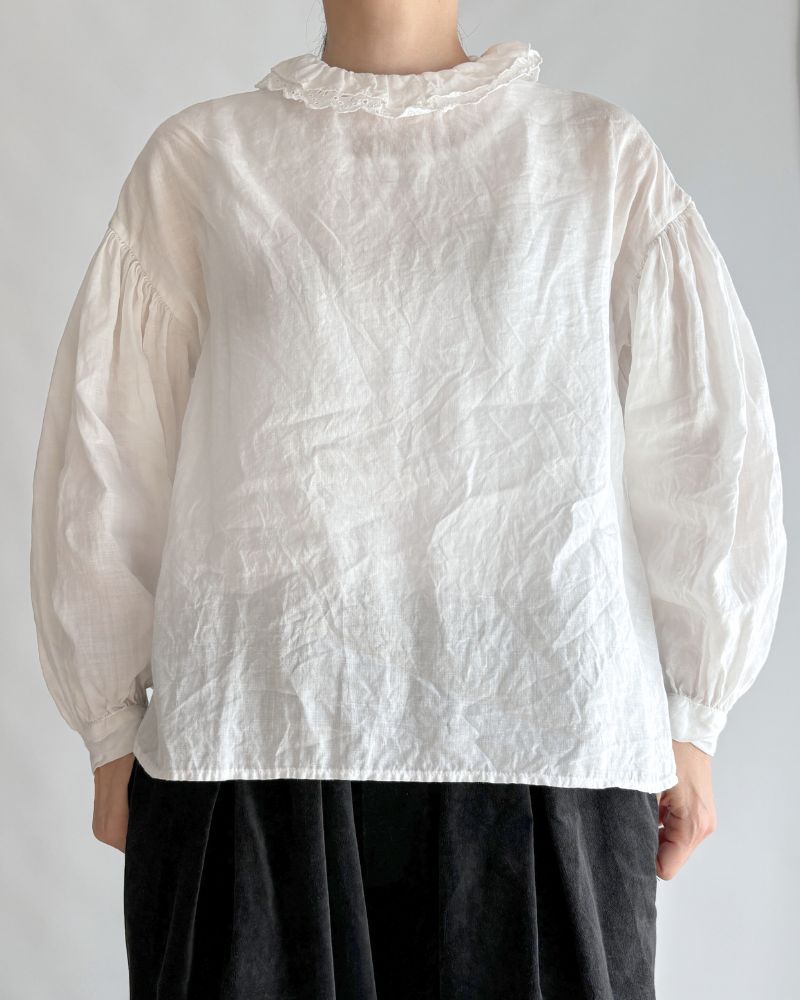 DOUBLE FRILL SCALLOPED COLLAR BLOUSE PureWhite