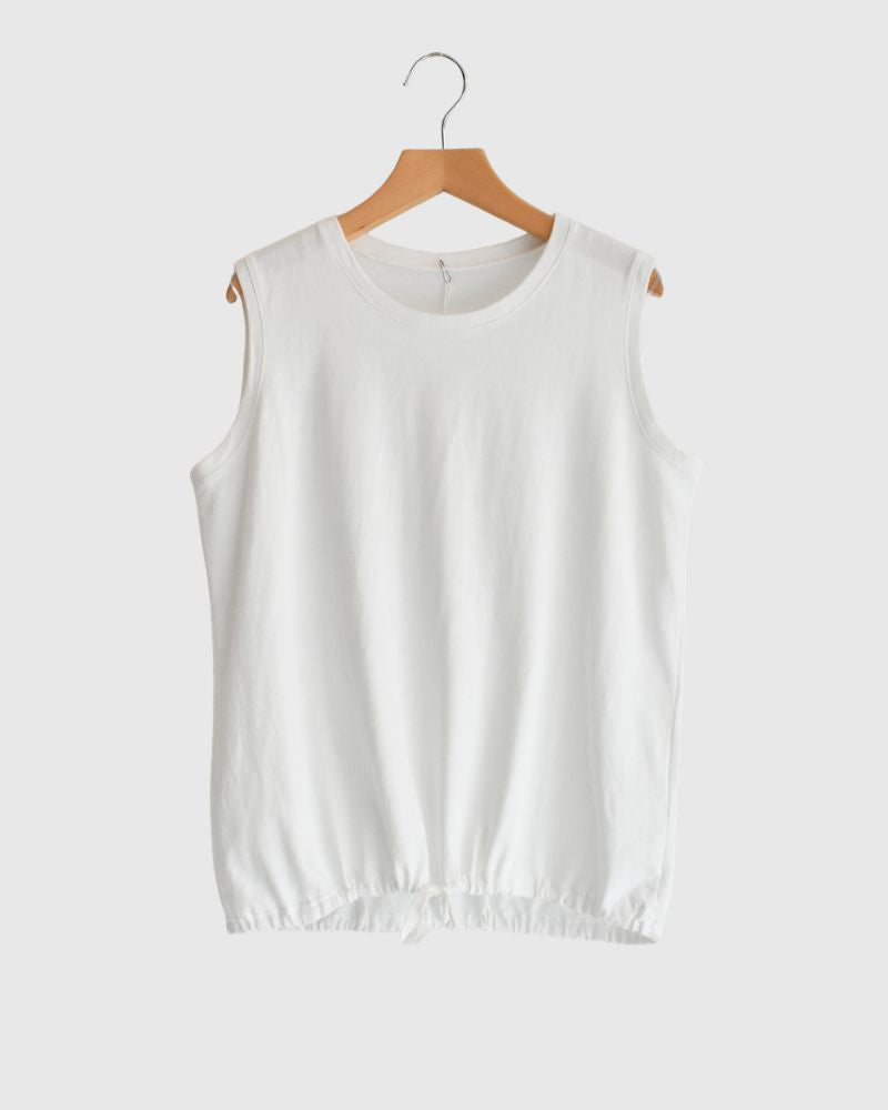 ノースリーブ ドロストTシャツ White