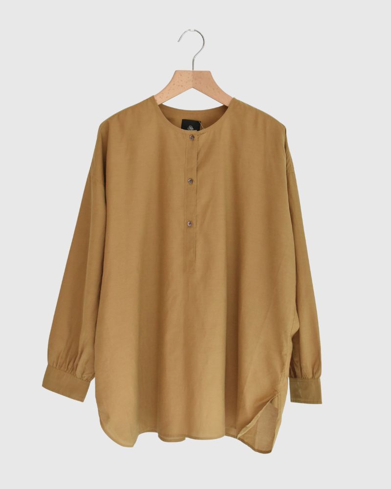 BANGALORE COTTON/SILK PLAIN PULLOVER SHIRT MustardYellow