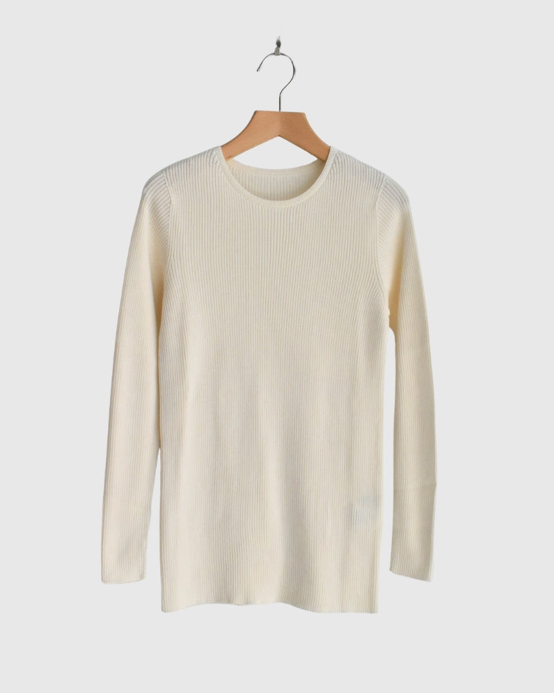 JAPAN WHOLEGARMENT リブニットプルオーバー Ivory