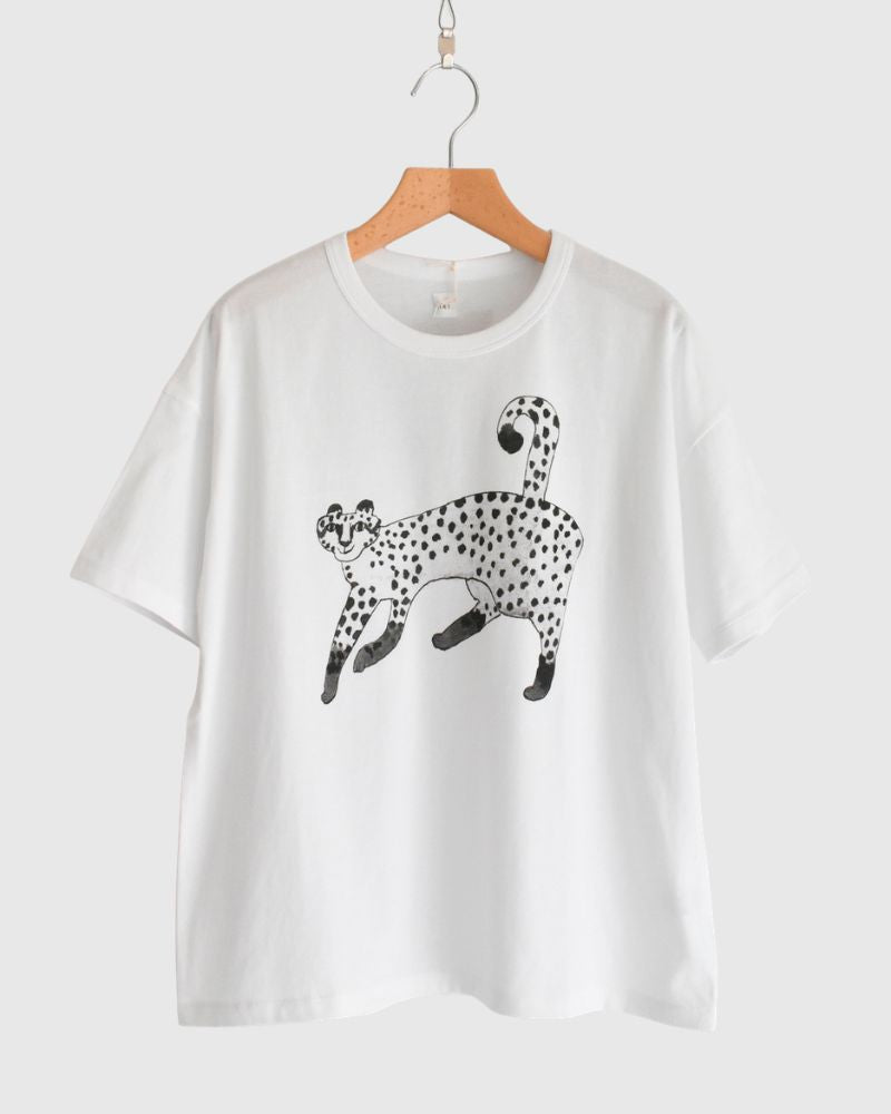 天竺プリントTee ”CHEETAH" White