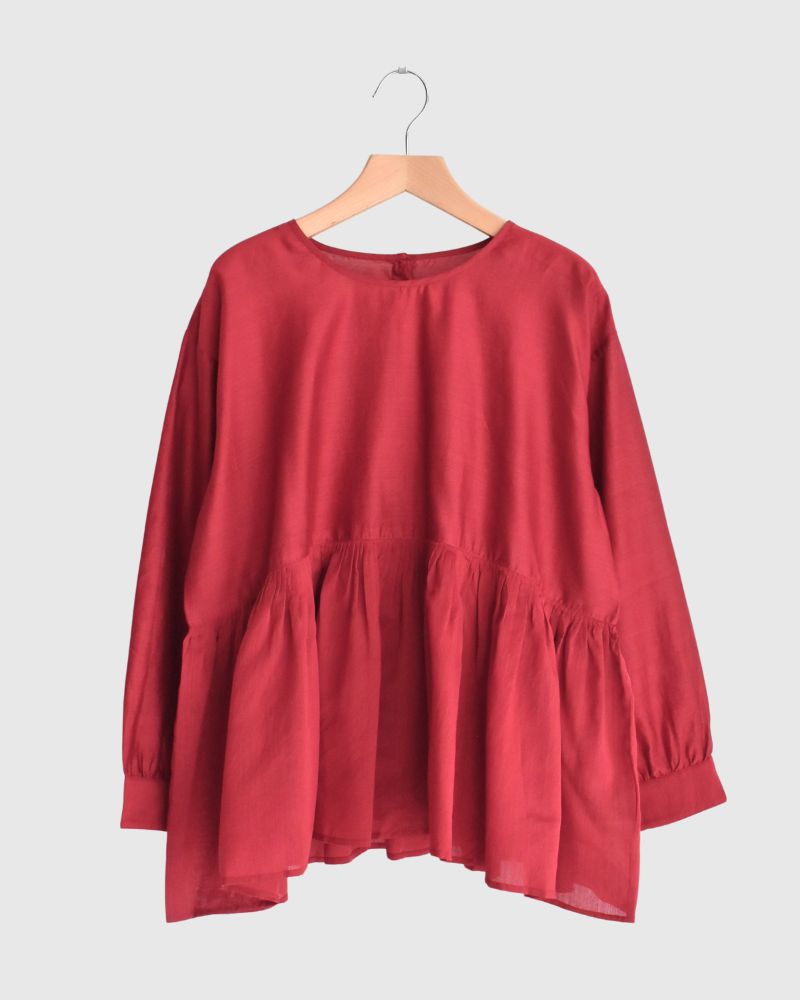 RAHASTHAN TUCK GATHERED PULLOVER Red
