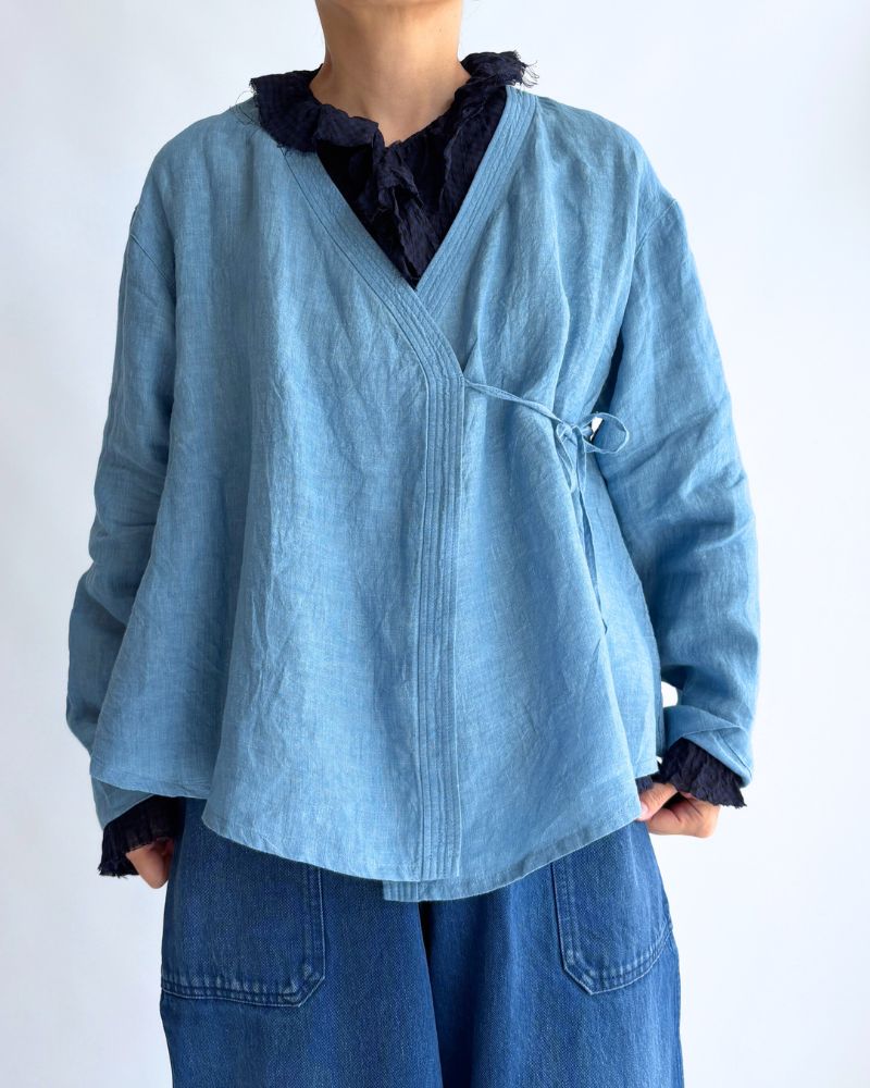 インディゴリネン カシュクールシャツ LightBlue