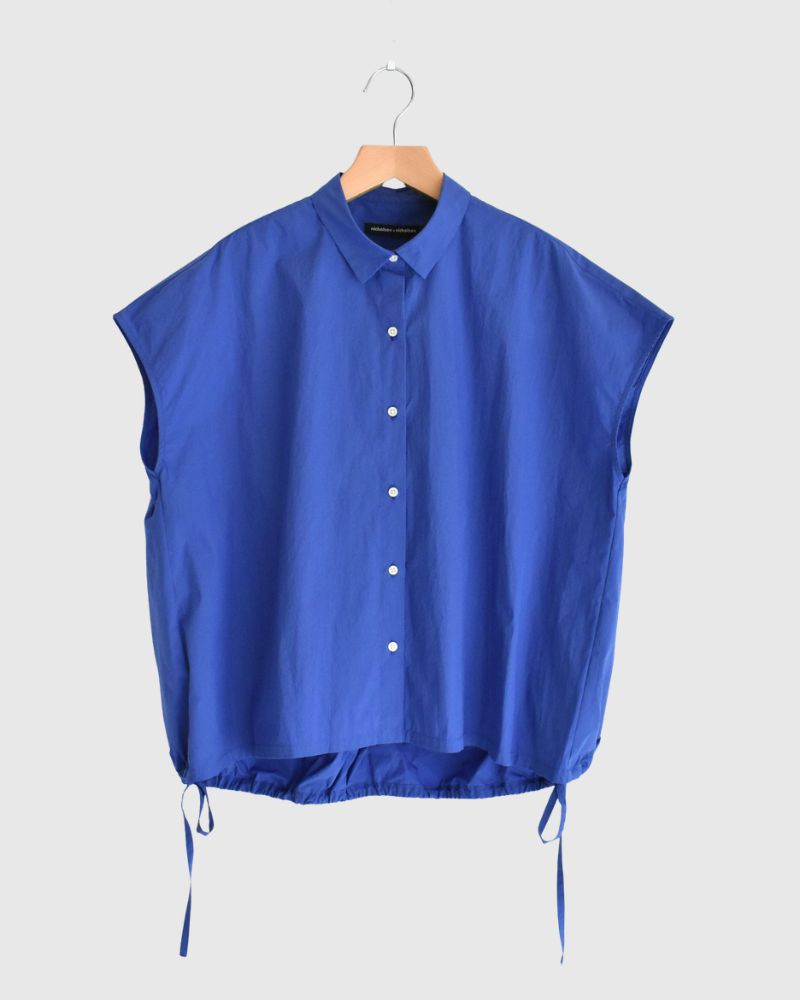 TENDER-W バックギャザーフレンチスリーブブラウス Blue