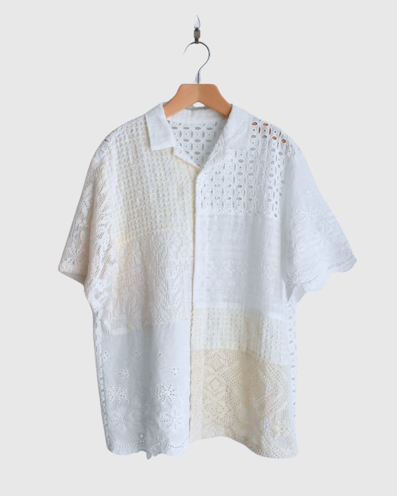フォルテ　フォルテ◆ パッチワークレース オーバーサイズシャツ　レース　M フォルテフォルテ◇ パッチワークレース オーバーサイズシャツレースM