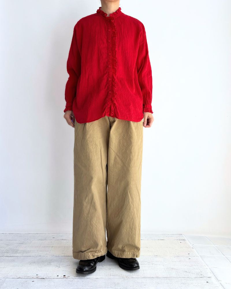 FRILL COLLAR SHIRTS DeepRed