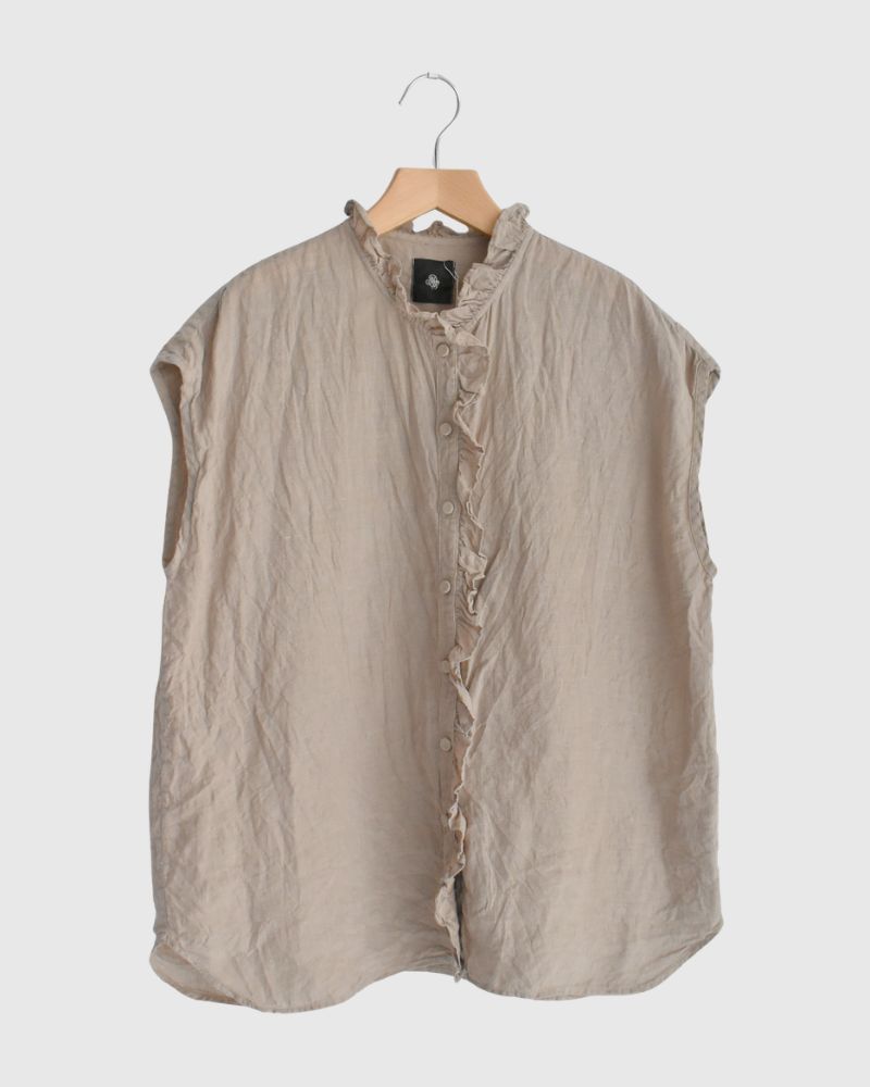 FRENCH/SL FRILL COLLAR SHIRTS AshBeige