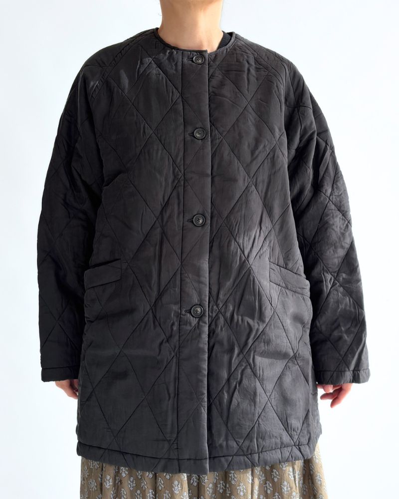 FRONT BUTTON SHORT COAT Black