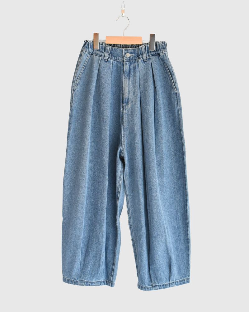 裾デザインコクーンシルエットデニム 'SAFY' LightIndigo
