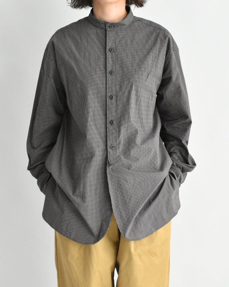 ユーティリティ バンドカラーシャツ BrownGingham
