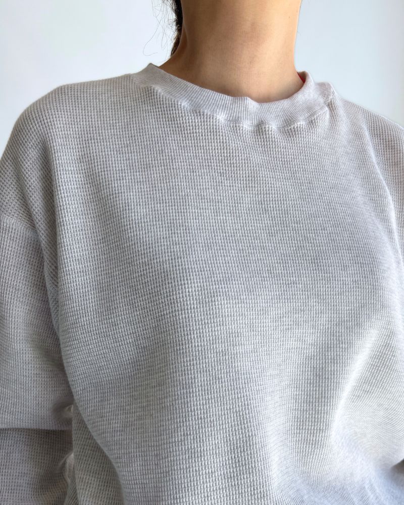 ワッフルロングスリーブTee OatmealGray