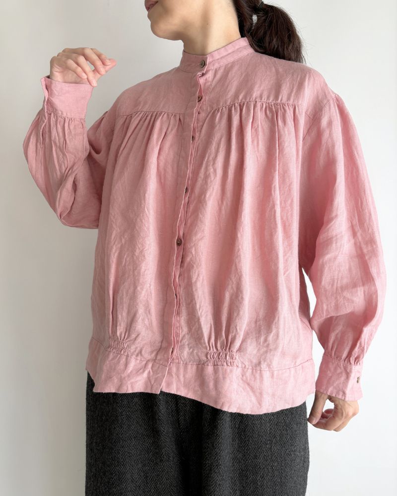 Linen Gather Shirt Pink