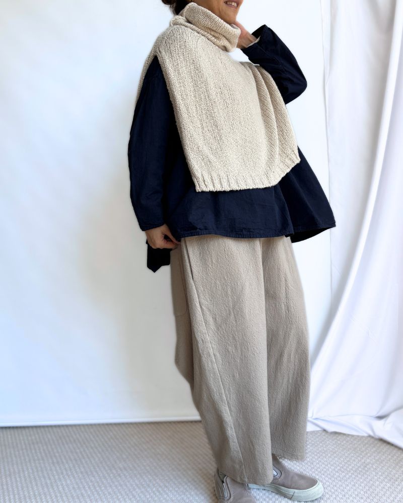 3GG TURTLE NECK PONCHO Natural