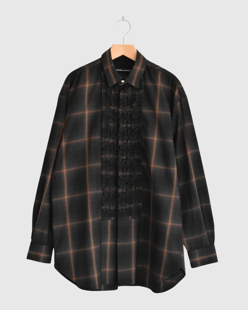 DORIS-W フリルブラウス BrownCheck