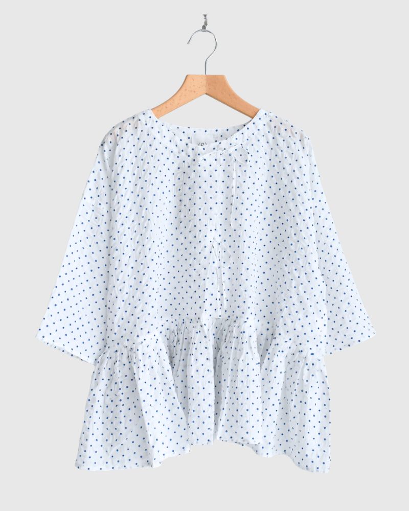 リップルドット カシュクールブラウス White/Blue